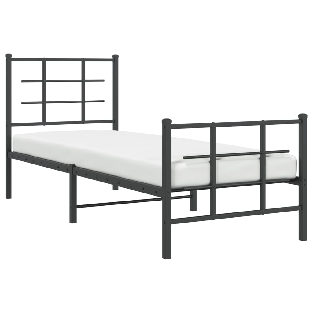 Estrutura de cama com cabeceira e pés 80x200 cm metal preto