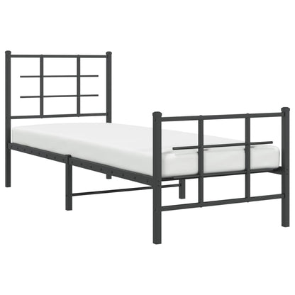 Estrutura de cama com cabeceira e pés 80x200 cm metal preto