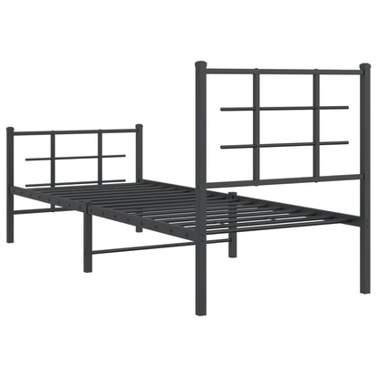 Estrutura de cama com cabeceira e pés 80x200 cm metal preto