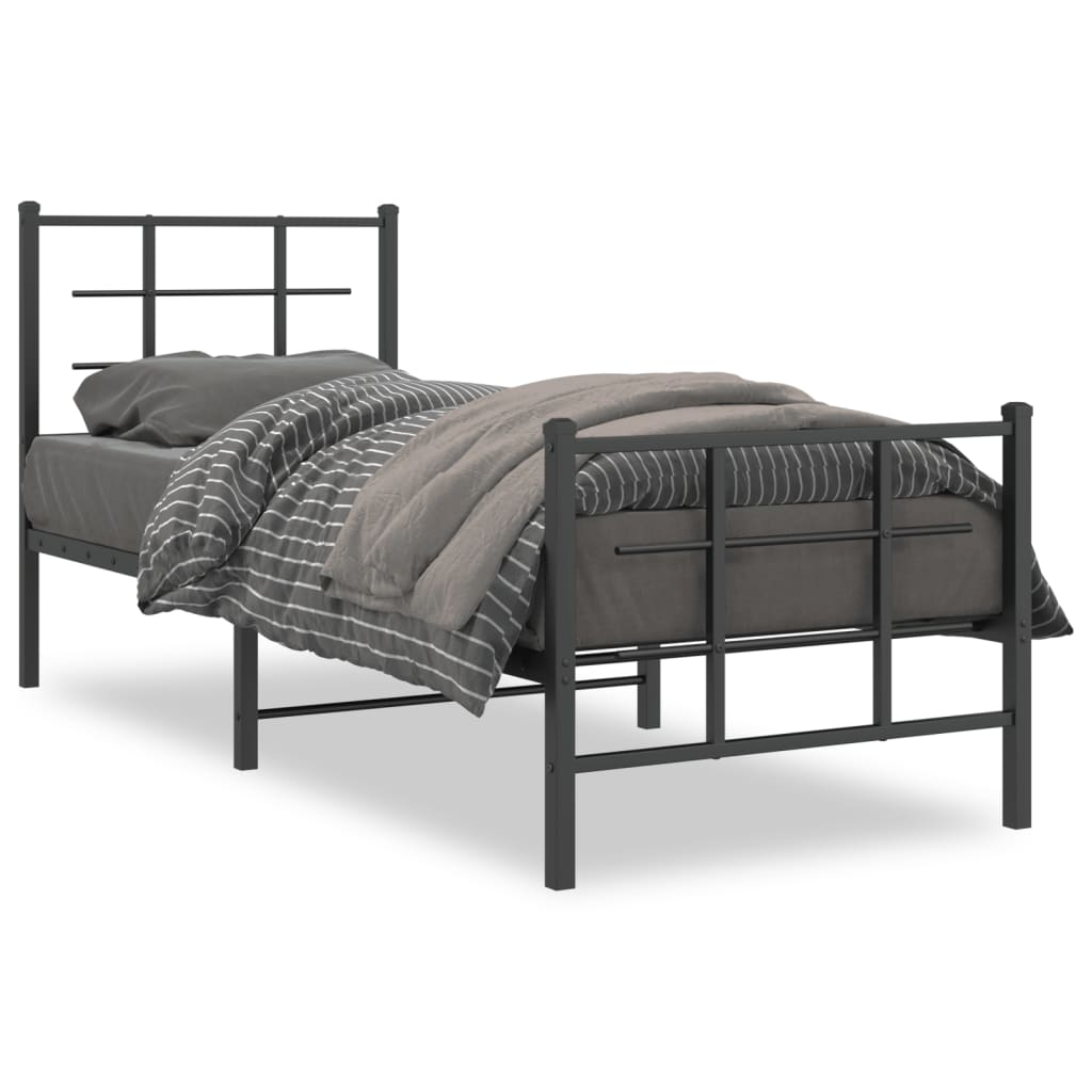 Estrutura de cama com cabeceira e pés 80x200 cm metal preto