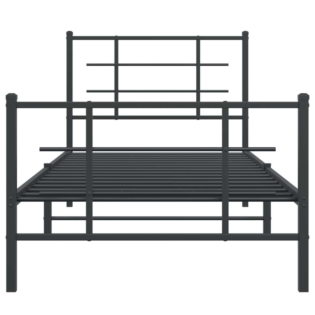 Estrutura de cama com cabeceira e pés 90x190 cm metal preto