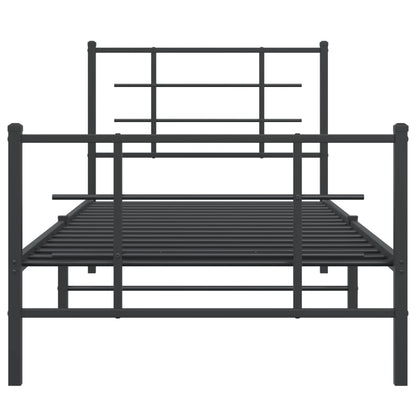 Estrutura de cama com cabeceira e pés 90x190 cm metal preto