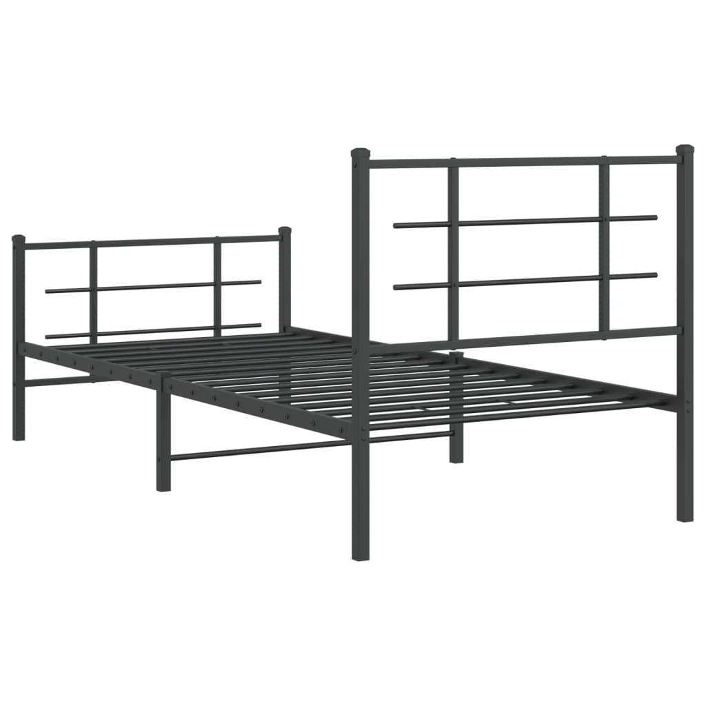 Estrutura de cama com cabeceira e pés 90x190 cm metal preto