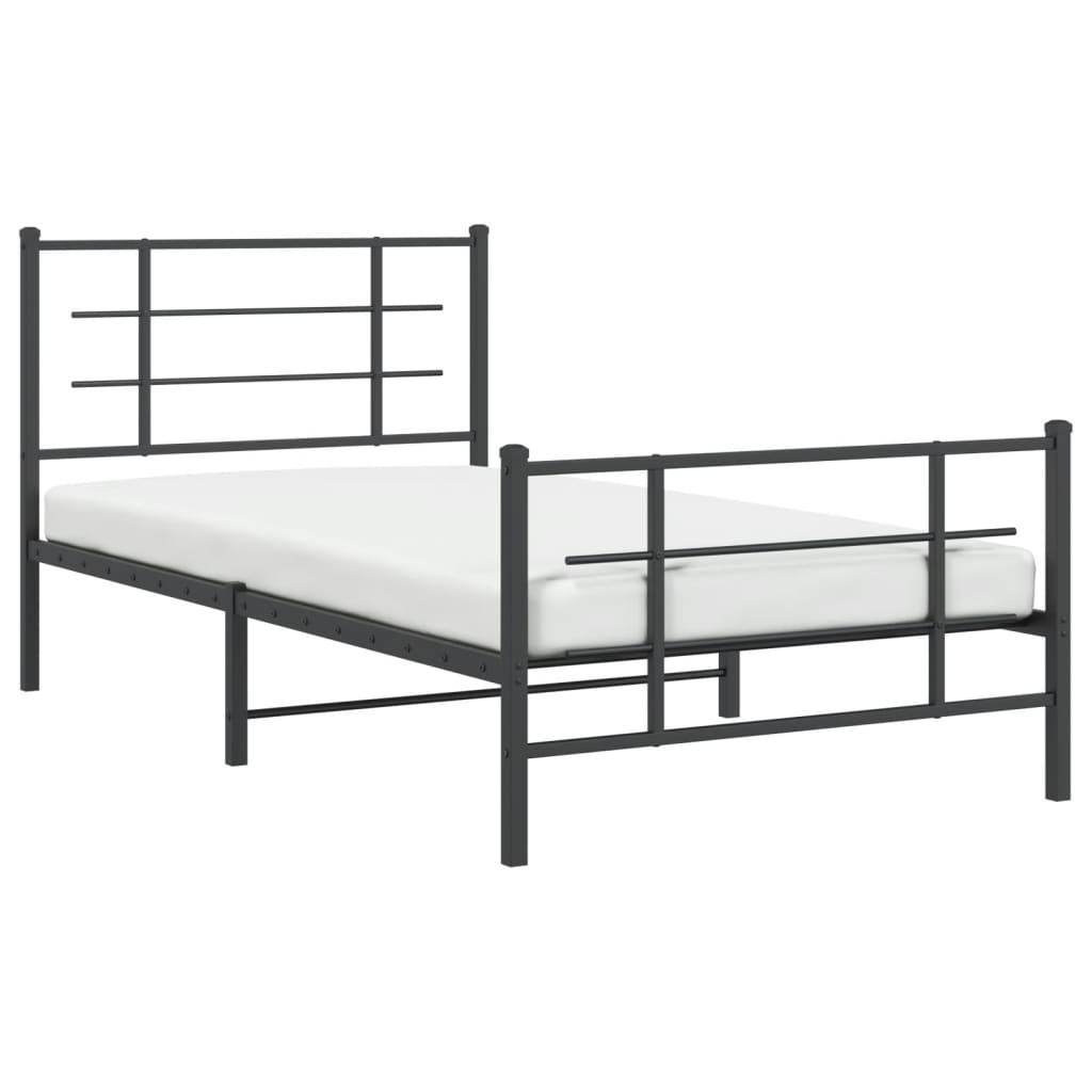 Estrutura de cama com cabeceira e pés 100x190 cm metal preto