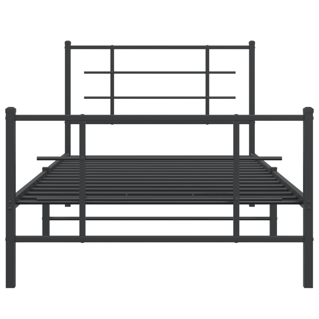 Estrutura de cama com cabeceira e pés 100x190 cm metal preto