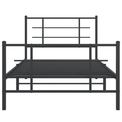 Estrutura de cama com cabeceira e pés 100x190 cm metal preto