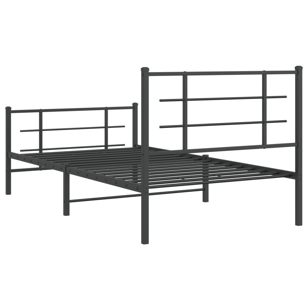 Estrutura de cama com cabeceira e pés 100x190 cm metal preto