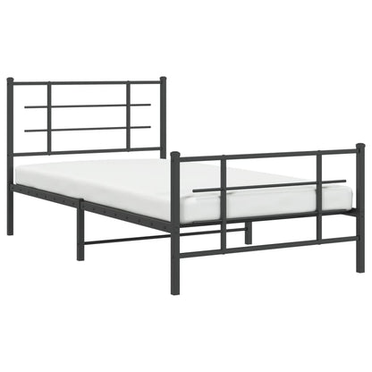 Estrutura de cama com cabeceira e pés 100x200 cm metal preto