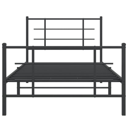 Estrutura de cama com cabeceira e pés 100x200 cm metal preto