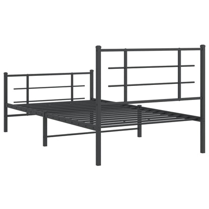 Estrutura de cama com cabeceira e pés 100x200 cm metal preto