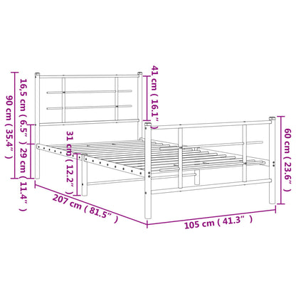 Estrutura de cama com cabeceira e pés 100x200 cm metal preto