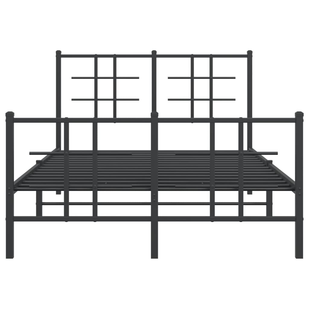 Estrutura de cama com cabeceira e pés 120x190 cm metal preto