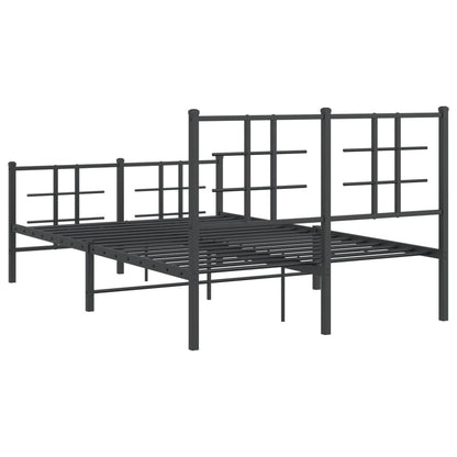 Estrutura de cama com cabeceira e pés 120x190 cm metal preto