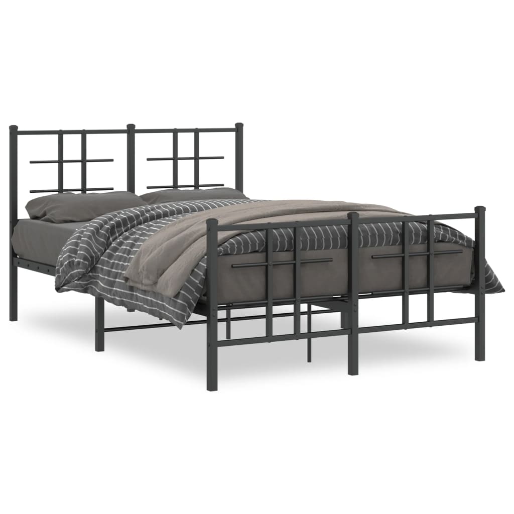 Estrutura de cama com cabeceira e pés 120x190 cm metal preto