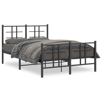 Estrutura de cama com cabeceira e pés 120x190 cm metal preto