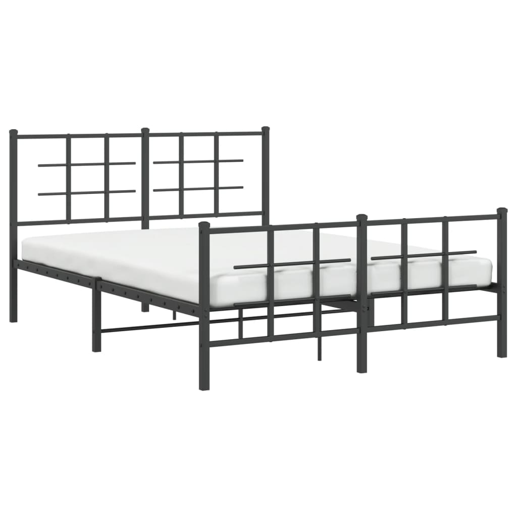 Estrutura de cama com cabeceira e pés 135x190 cm metal preto