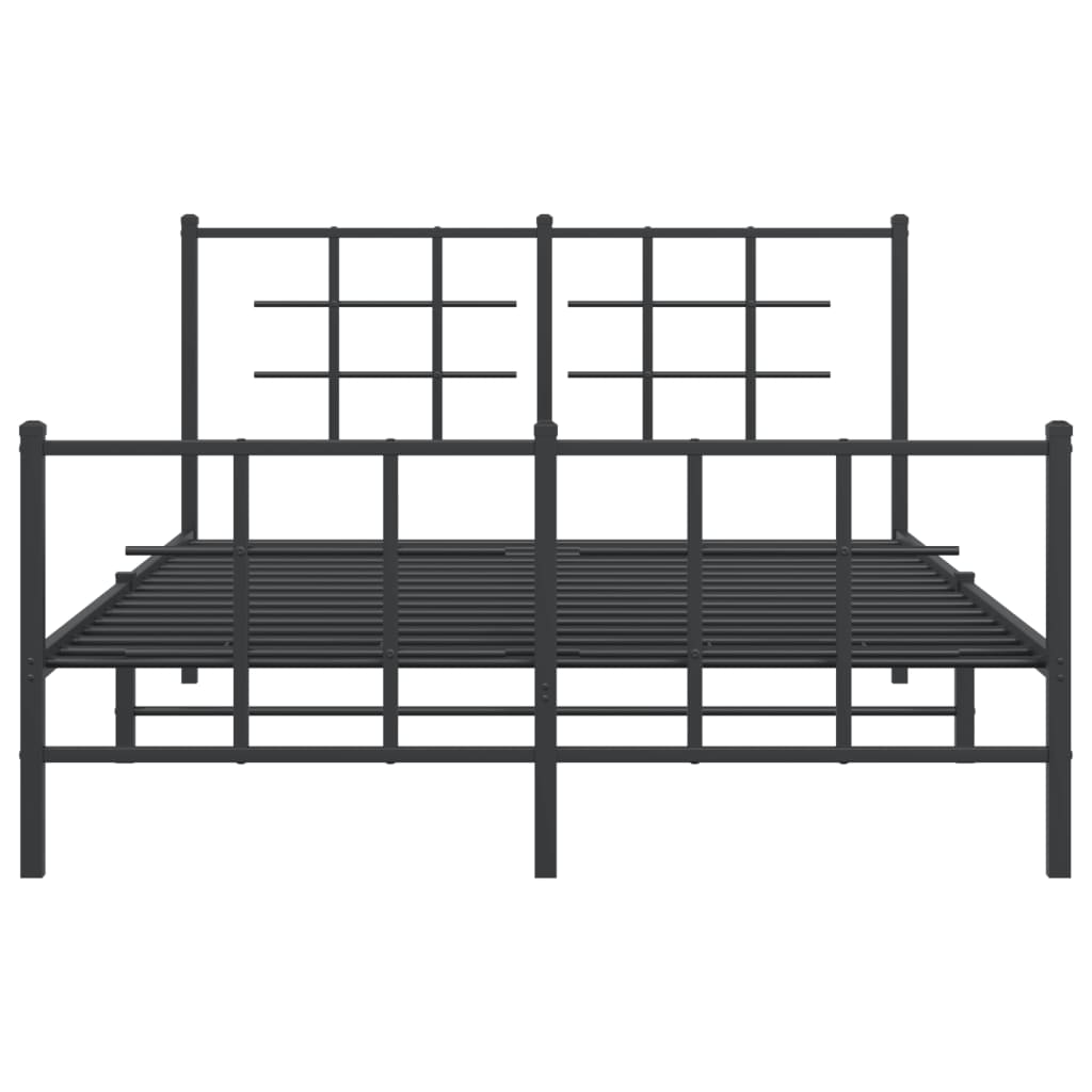 Estrutura de cama com cabeceira e pés 135x190 cm metal preto