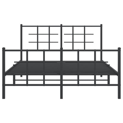 Estrutura de cama com cabeceira e pés 135x190 cm metal preto