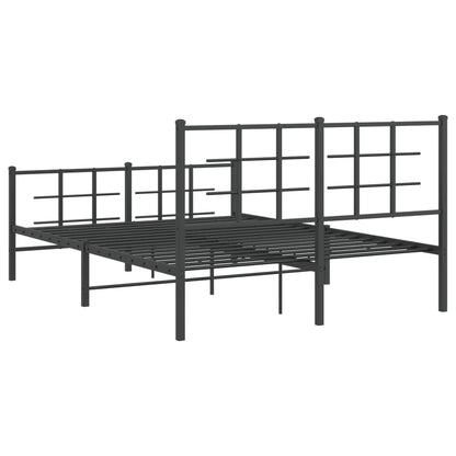 Estrutura de cama com cabeceira e pés 135x190 cm metal preto