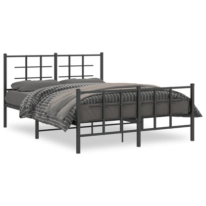 Estrutura de cama com cabeceira e pés 135x190 cm metal preto