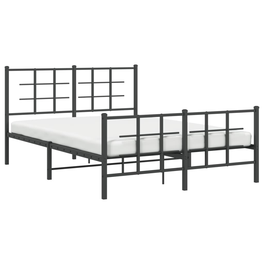 Estrutura de cama com cabeceira e pés 140x190 cm metal preto