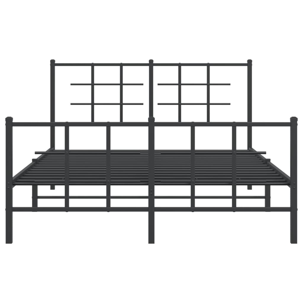 Estrutura de cama com cabeceira e pés 140x190 cm metal preto