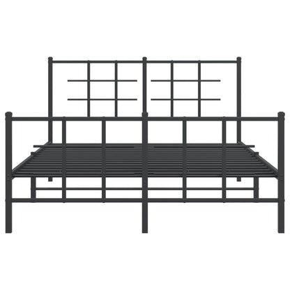 Estrutura de cama com cabeceira e pés 140x190 cm metal preto