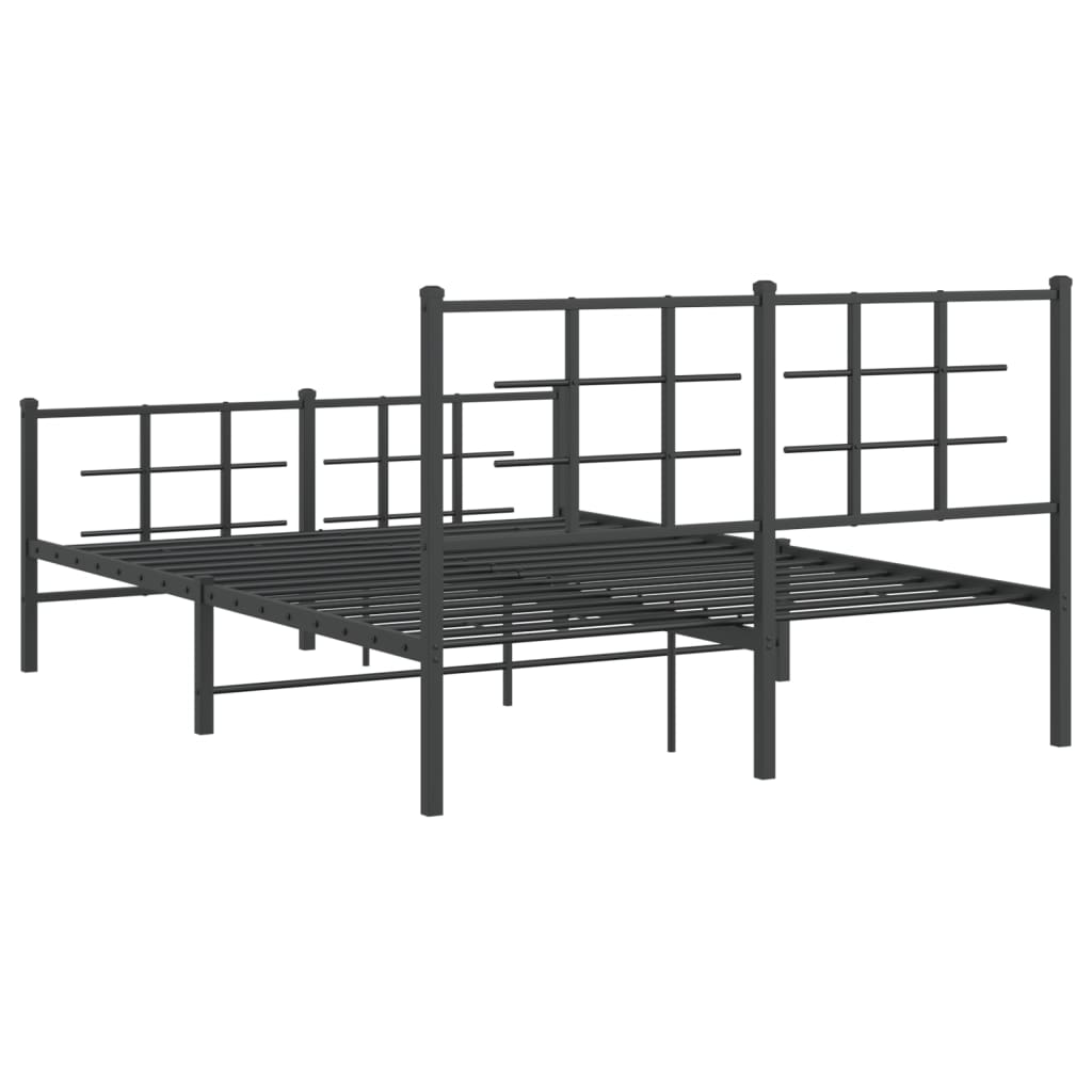 Estrutura de cama com cabeceira e pés 140x190 cm metal preto