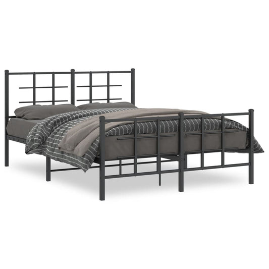 Estrutura de cama com cabeceira e pés 140x190 cm metal preto