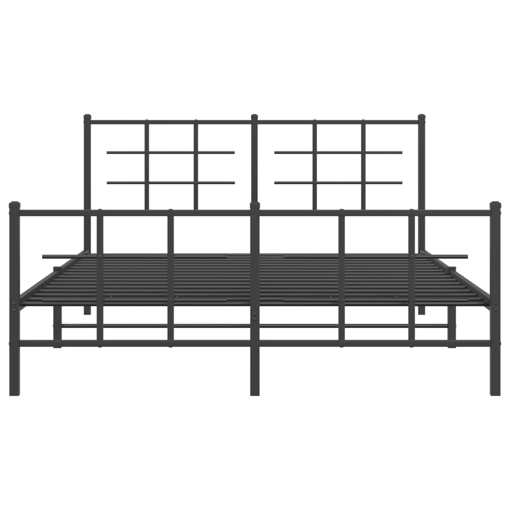 Estrutura de cama com cabeceira e pés 150x200 cm metal preto