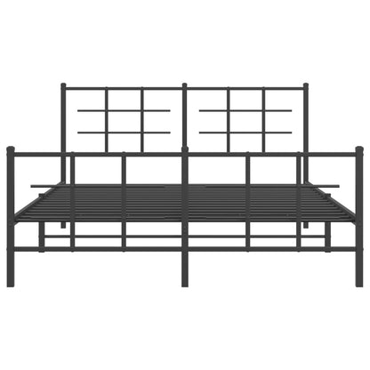 Estrutura de cama com cabeceira e pés 150x200 cm metal preto