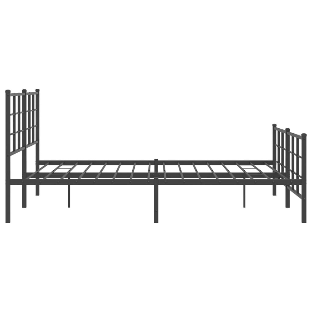 Estrutura de cama com cabeceira e pés 150x200 cm metal preto