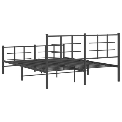 Estrutura de cama com cabeceira e pés 150x200 cm metal preto