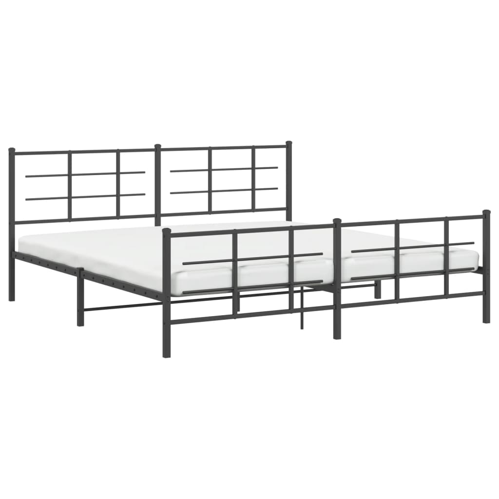 Estrutura de cama com cabeceira e pés 183x213 cm metal preto