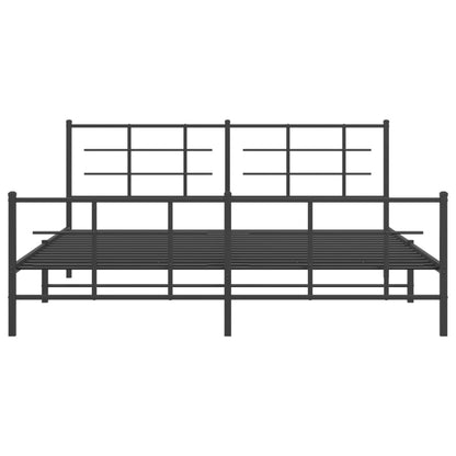 Estrutura de cama com cabeceira e pés 183x213 cm metal preto