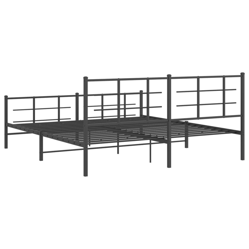 Estrutura de cama com cabeceira e pés 183x213 cm metal preto