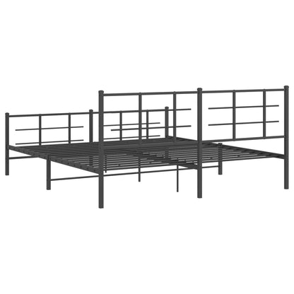 Estrutura de cama com cabeceira e pés 183x213 cm metal preto