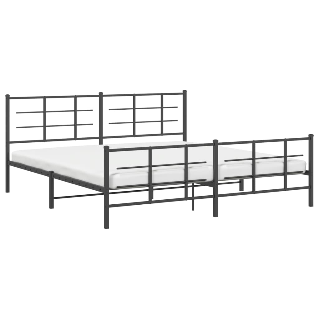 Estrutura de cama com cabeceira e pés 193x203 cm metal preto