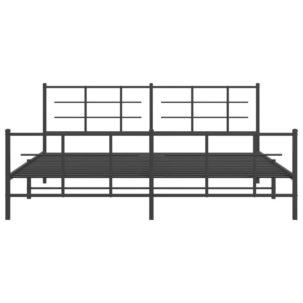 Estrutura de cama com cabeceira e pés 193x203 cm metal preto