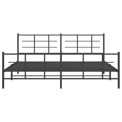 Estrutura de cama com cabeceira e pés 193x203 cm metal preto