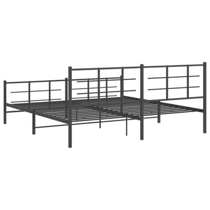 Estrutura de cama com cabeceira e pés 193x203 cm metal preto