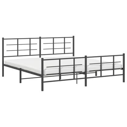 Estrutura de cama com cabeceira e pés 200x200 cm metal preto