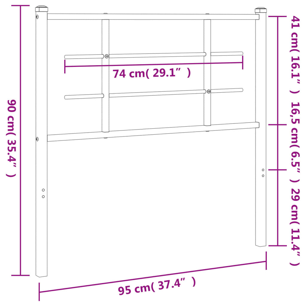 Cabeceira de cama 90 cm metal preto