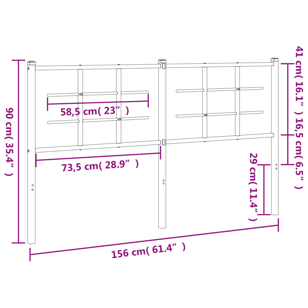 Cabeceira de cama 150 cm metal preto