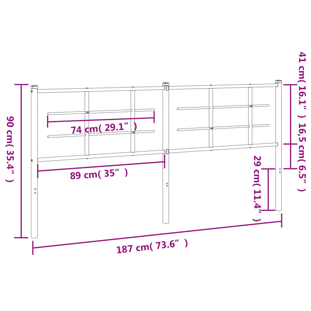 Cabeceira de cama 180 cm metal preto