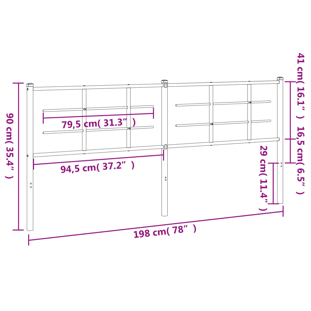 Cabeceira de cama 193 cm metal preto