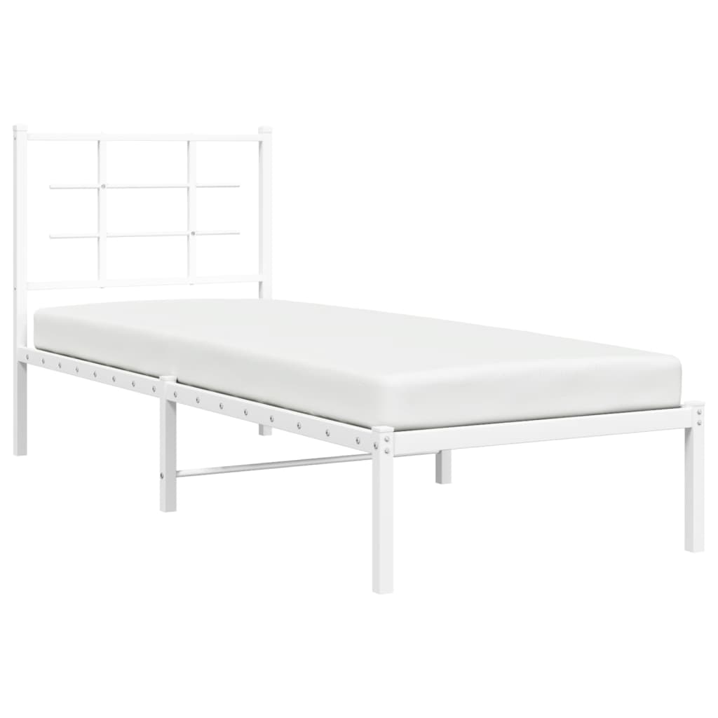 Estrutura de cama com cabeceira 75x190 cm metal branco