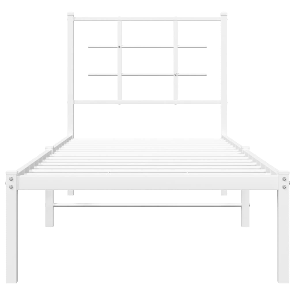 Estrutura de cama com cabeceira 75x190 cm metal branco