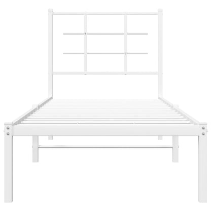 Estrutura de cama com cabeceira 75x190 cm metal branco