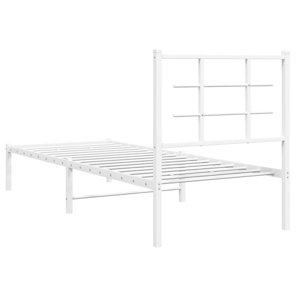 Estrutura de cama com cabeceira 75x190 cm metal branco